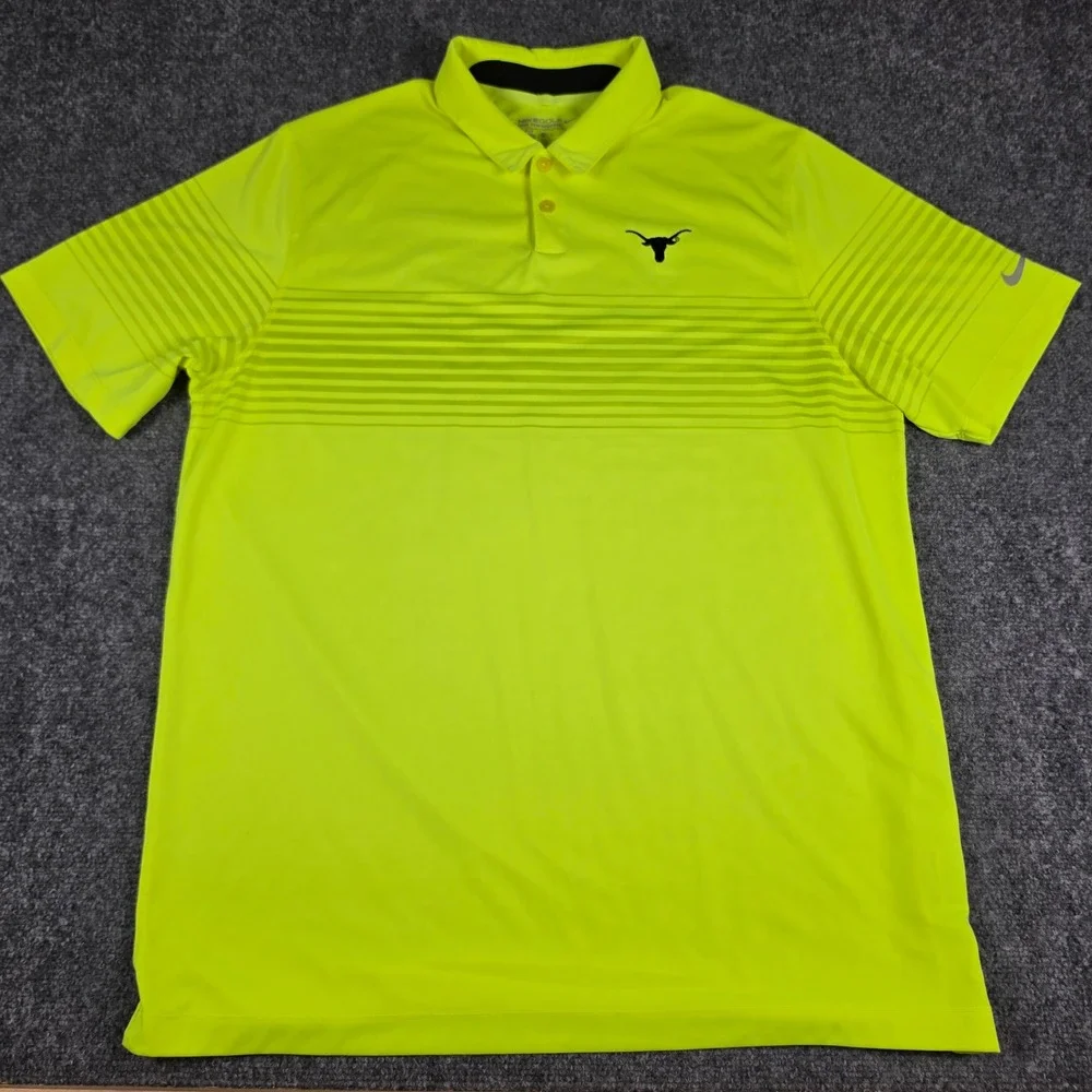 Texas Longhorns Nike Polo Shirt Mens XL Neon Yellow Dri-FIT Golf Tour 639945-702